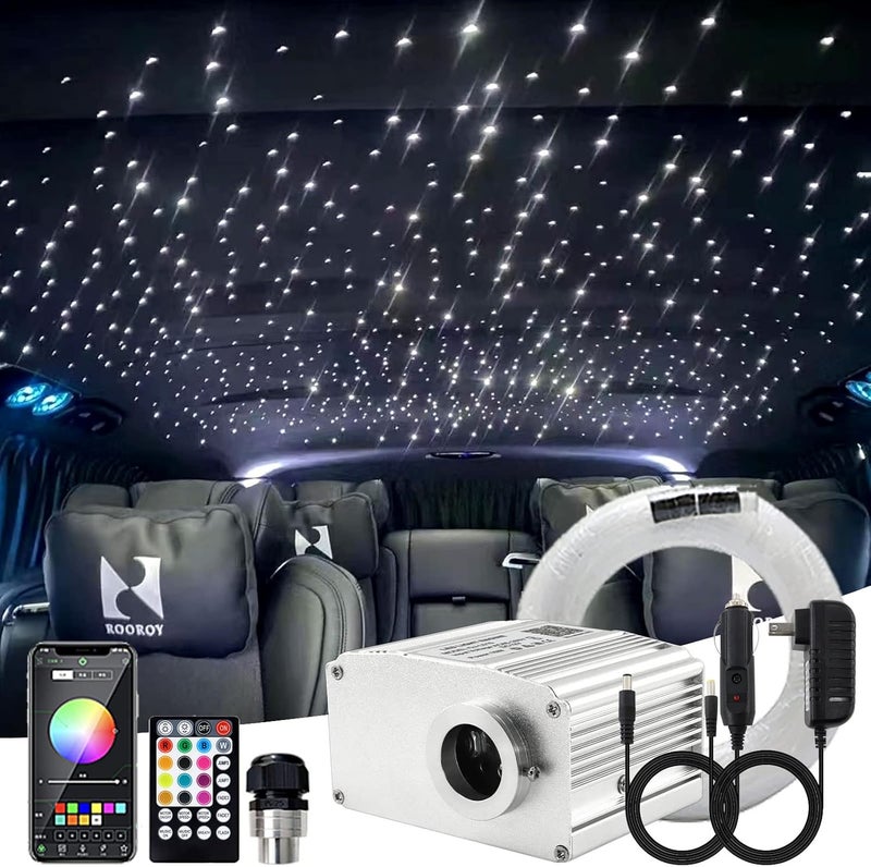 ATOKEE Store Twinkle Starlight Headliner Kit Mixed 450pcs 9.8ft, 10w Fiber Optic Star Lights for Car Roof Use with APP/Remote - Image 1
